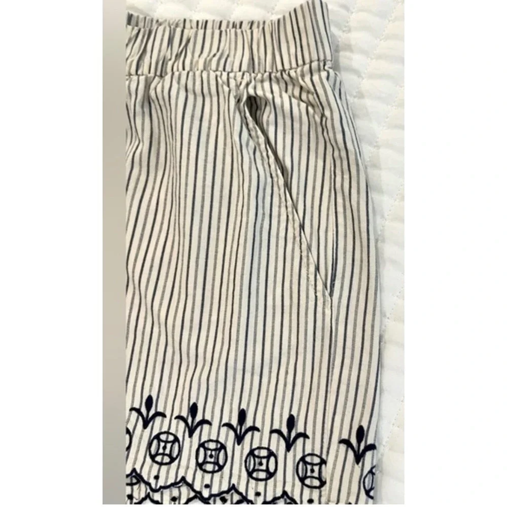 Madewell Embroidered Scallop Hem Striped Cotton‎ Shorts XS